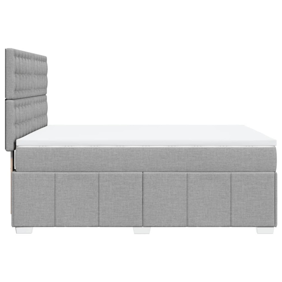 Cama box spring con colchón tela gris claro 140x200