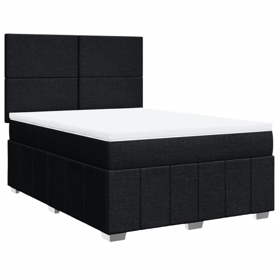 Cama box spring con colchón tela negro 140x200