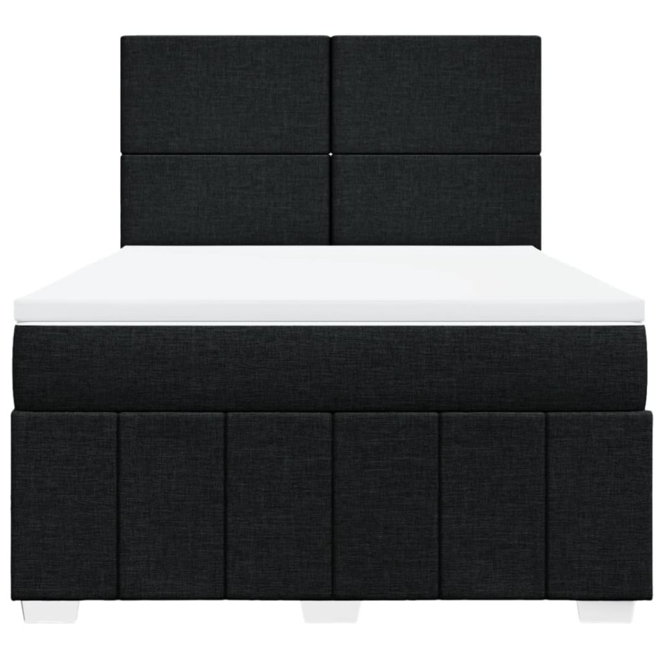 Cama box spring con colchón tela negro 140x200
