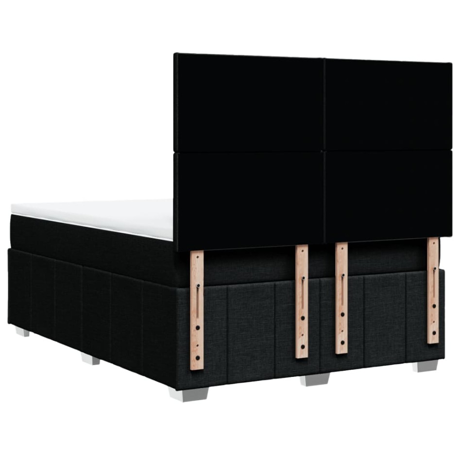 Cama box spring con colchón tela negro 140x200