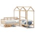 Set de sofá cama con banco y techo madera maciza pino 80x200