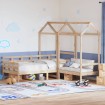 Set de sofá cama y banco con techo madera maciza pino 90x190 cm