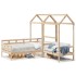 Set de sofá cama y banco con techo madera maciza pino 90x190