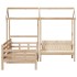 Set de sofá cama y banco con techo madera maciza pino 90x190
