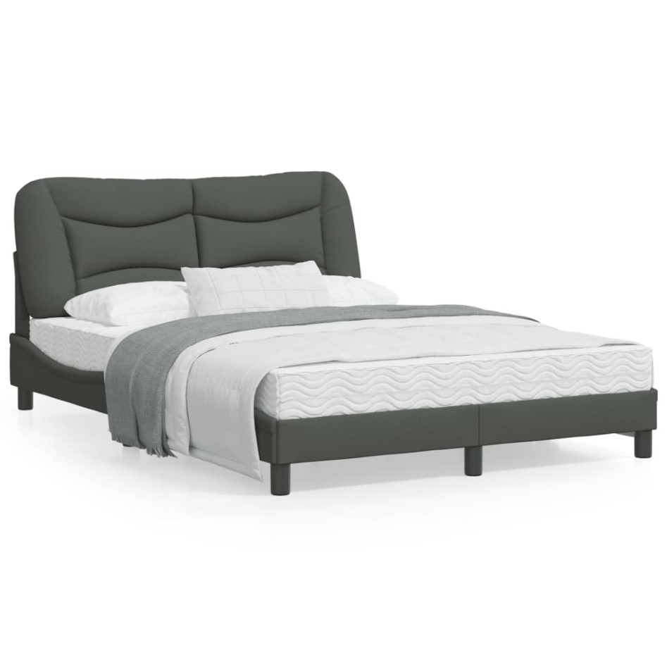 Estructura de cama con cabecero de tela gris oscuro 120x200