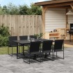 Juego de comedor para jardín 7 piezas textilene negro