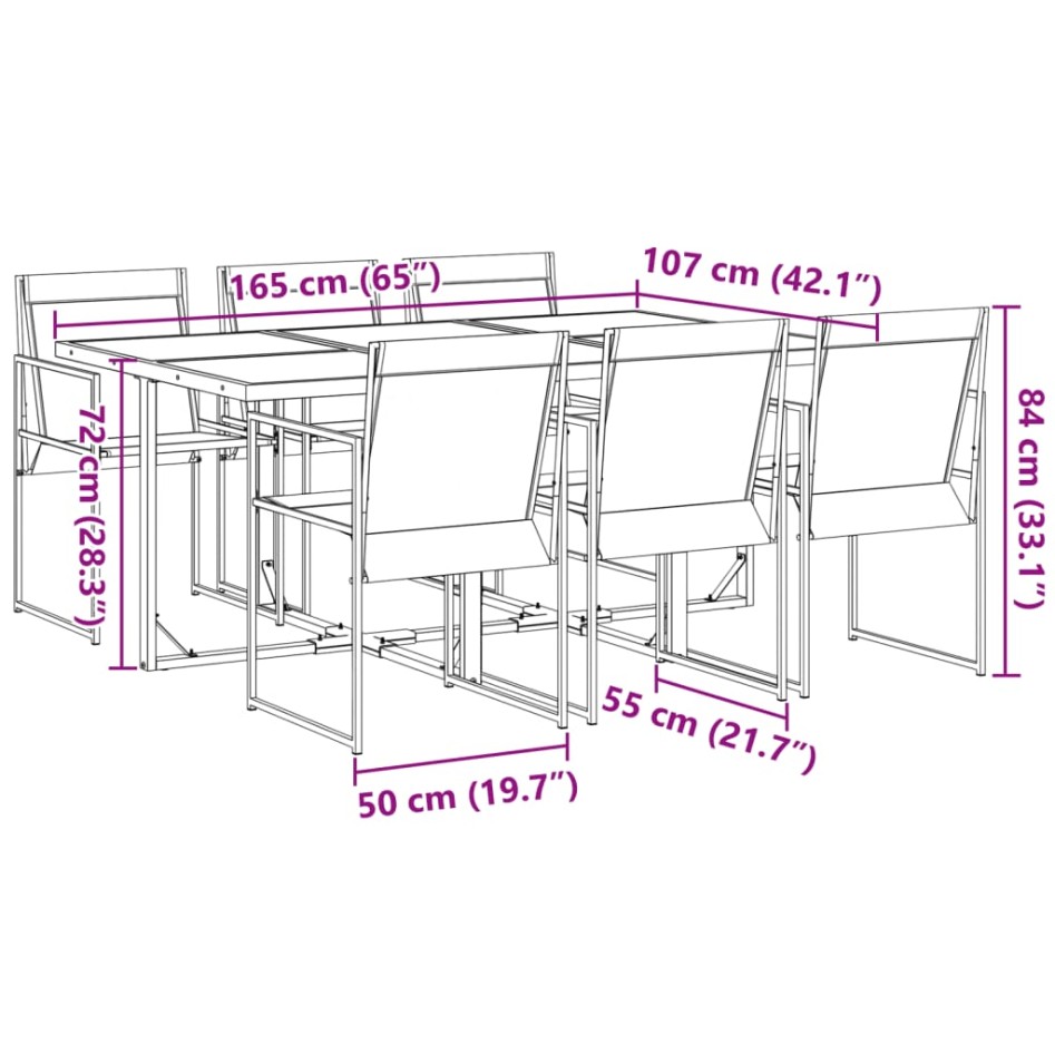 Juego de comedor para jardín 7 piezas textilene