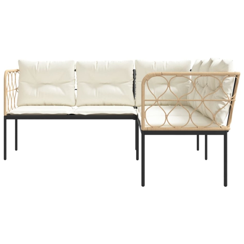 Sofá de jardín con cojines forma de L acero y textileno