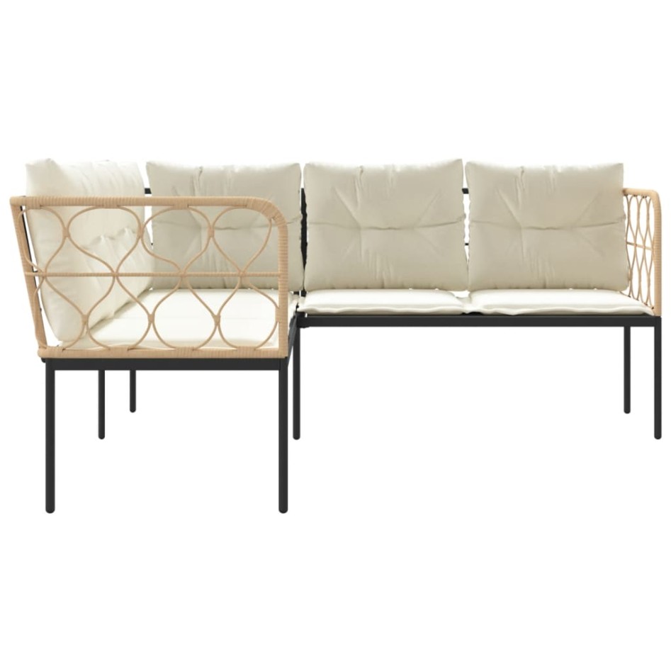 Sofá de jardín con cojines forma de L acero y textileno