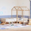 Set de sofá cama con banco y techo madera maciza pino 80x200 cm