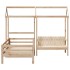 Set de sofá cama con banco y techo madera maciza pino 80x200