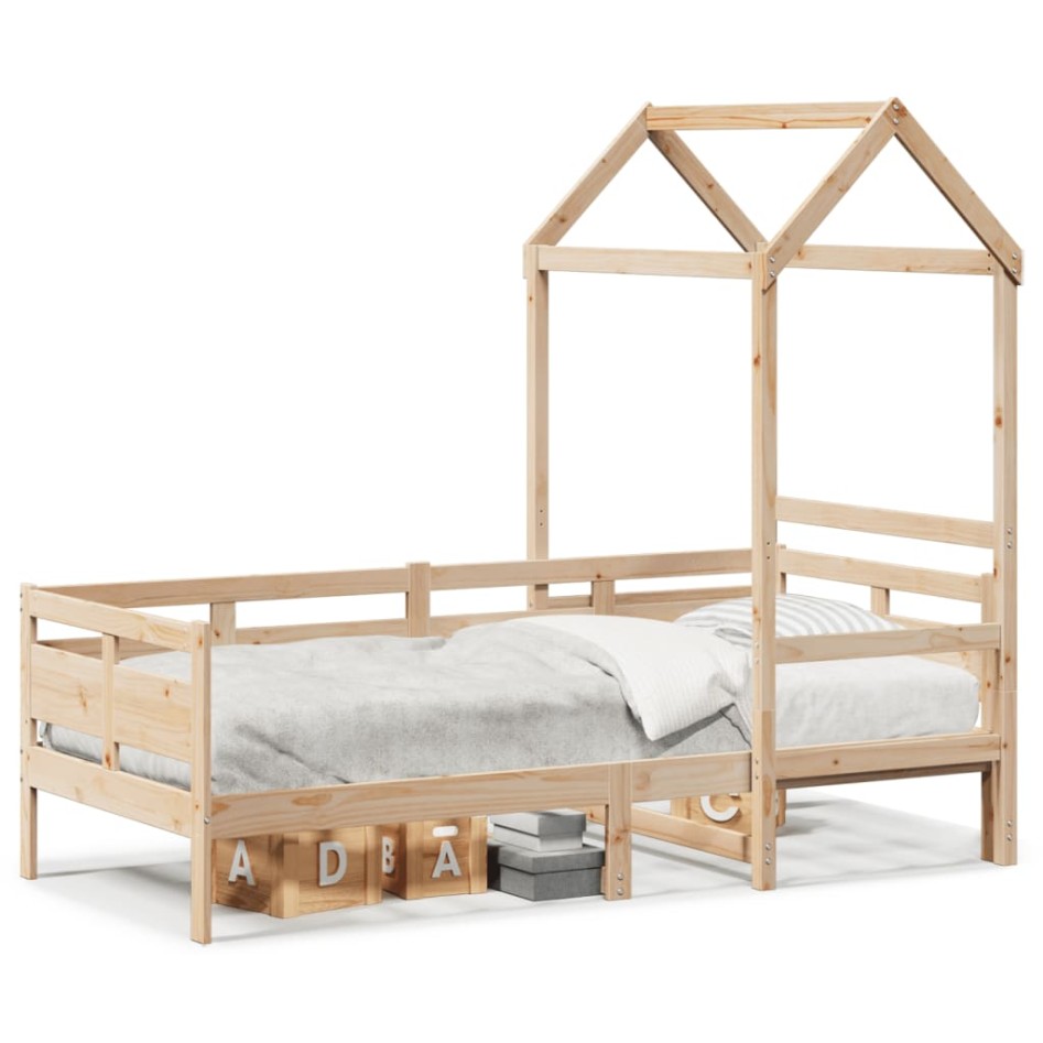 Sofá cama con techo de madera maciza de pino 80x200