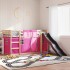 Litera con tobogán y cortinas rosa 90x200