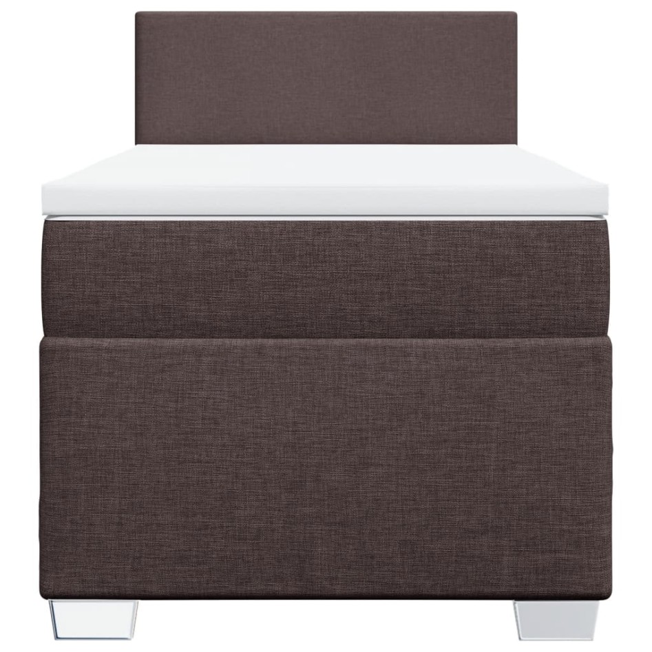 Cama box spring con colchón tela marrón oscuro 90x190