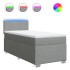 Cama box spring con colchón tela gris claro 90x200