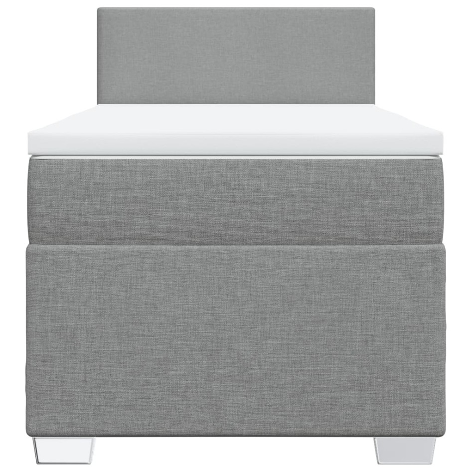 Cama box spring con colchón tela gris claro 90x200