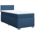 Cama box spring con colchón tela azul 90x200