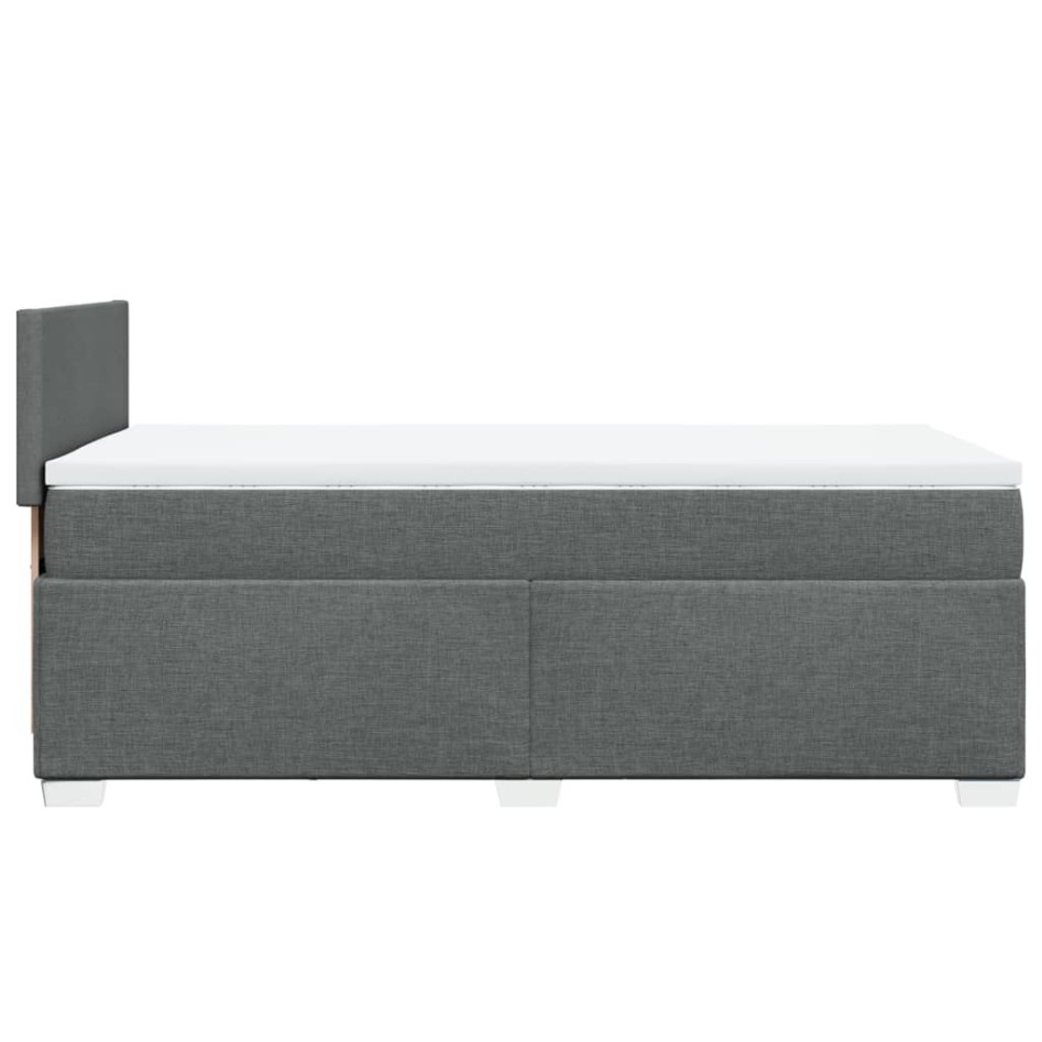 Cama box spring con colchón tela gris oscuro 100x200