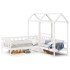 Set de sofá cama con banco y techo madera pino blanco 80x200
