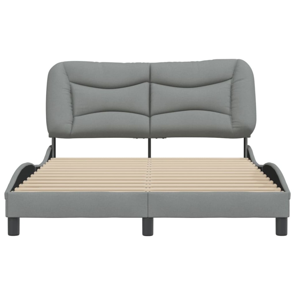 Estructura de cama con cabecero de tela gris claro 140x190