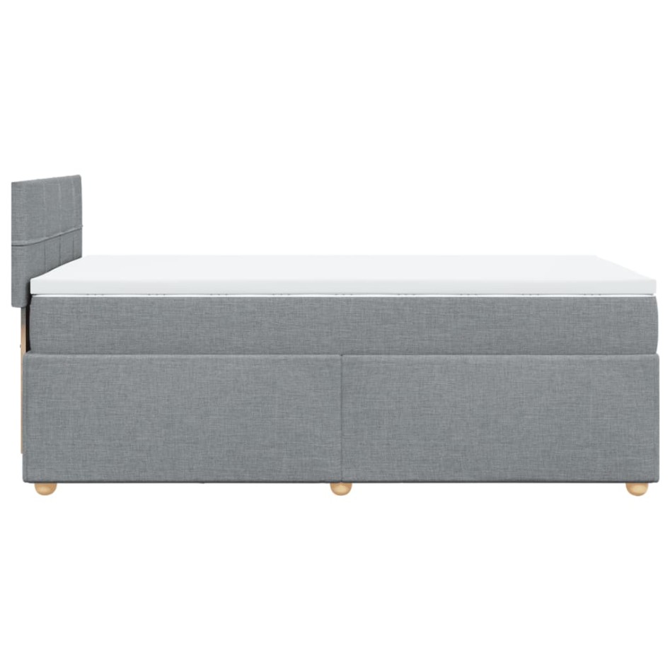 Cama box spring con colchón tela gris claro 80x200