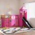 Litera con tobogán y cortinas rosa 90x200