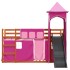 Litera con tobogán y cortinas rosa 90x200