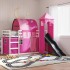 Litera con tobogán y cortinas rosa 80x200