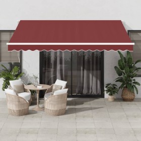 Toldo retráctil automático color burdeos 400x350