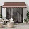 Toldo retráctil manual con luz LED marrón 300x250 cm