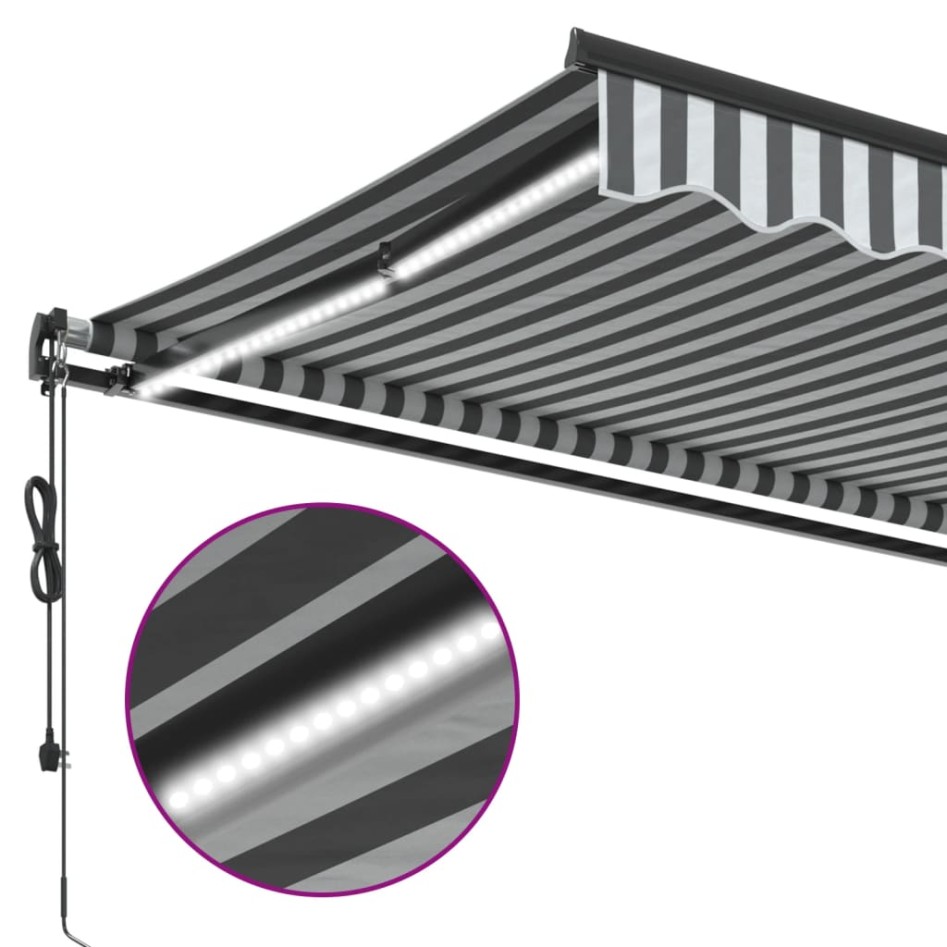 Toldo retráctil automático luz LED antracita y blanco