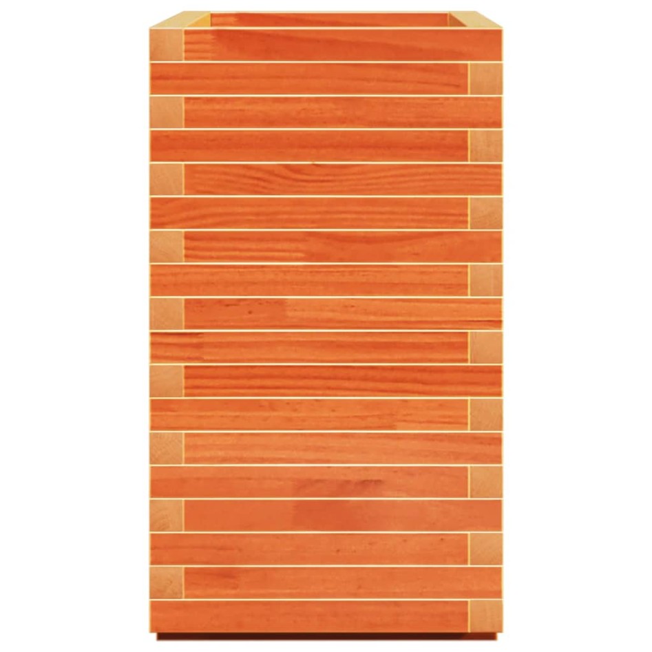 Jardinera madera maciza de pino marrón cera 70x40x72
