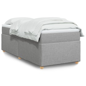 Cama box spring con colchón tela gris claro 90x200