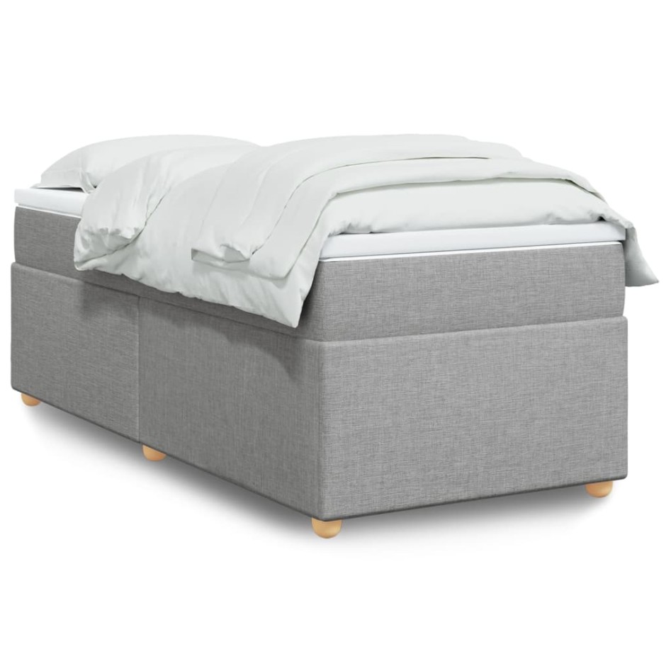 Cama box spring con colchón tela gris claro 90x200