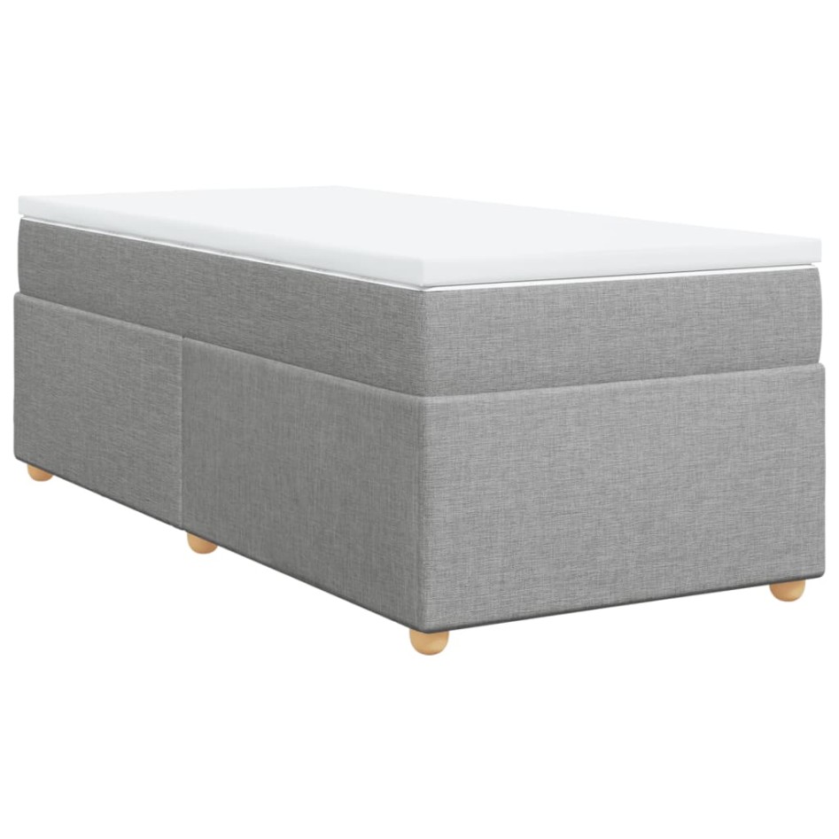 Cama box spring con colchón tela gris claro 90x200