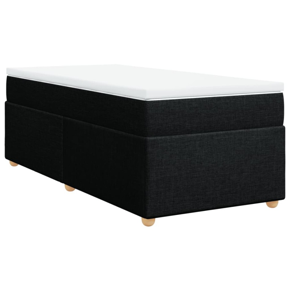 Cama box spring con colchón tela negro 90x200