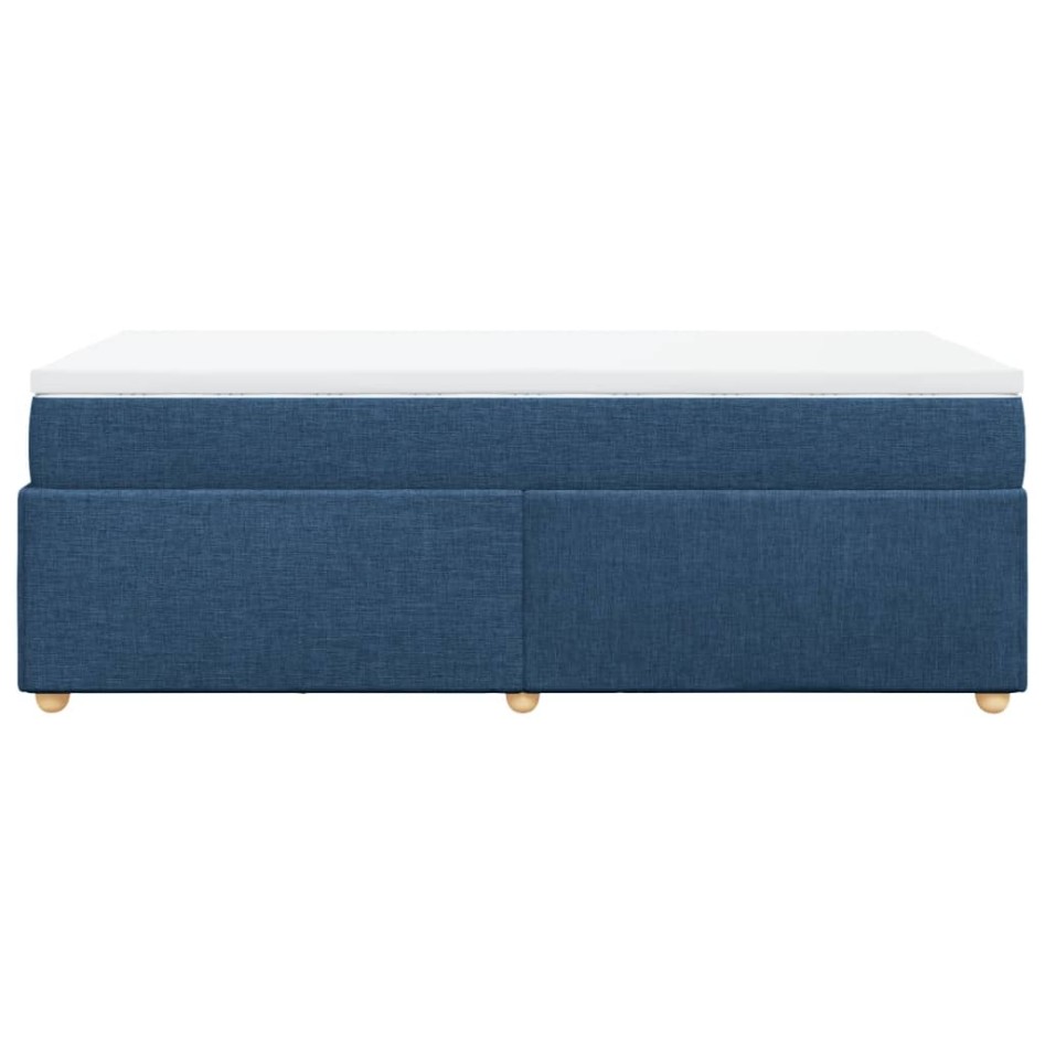 Cama box spring con colchón tela azul 90x200