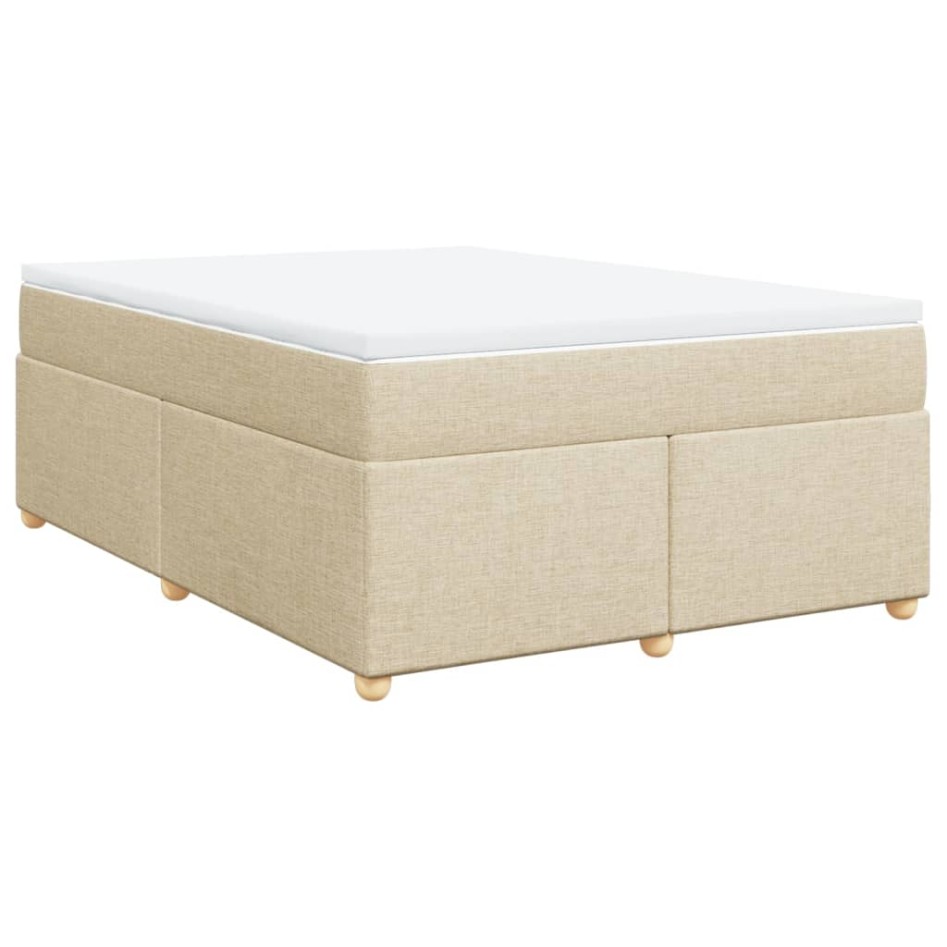 Cama box spring con colchón tela color crema 140x200