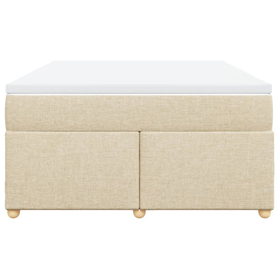 Cama box spring con colchón tela color crema 140x200