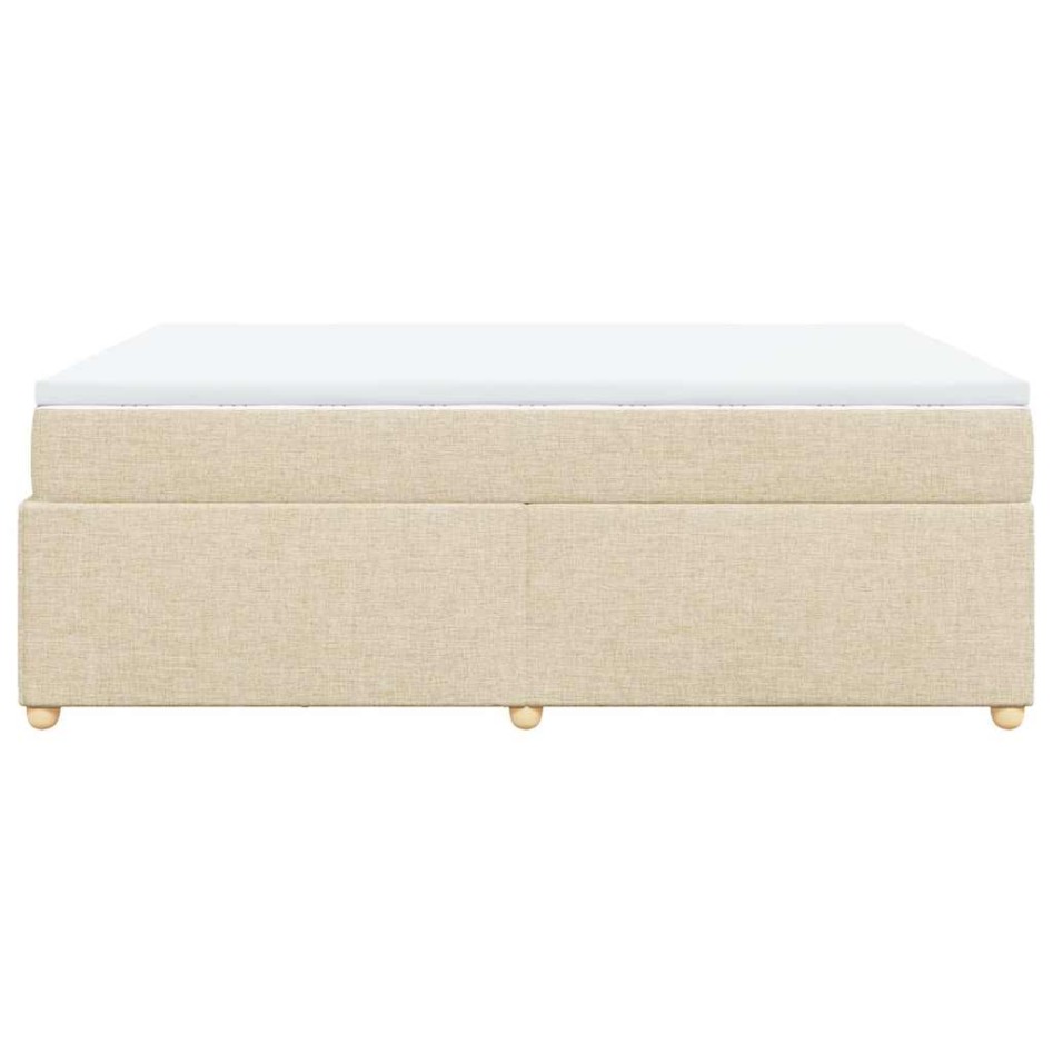 Cama box spring con colchón tela color crema 140x200