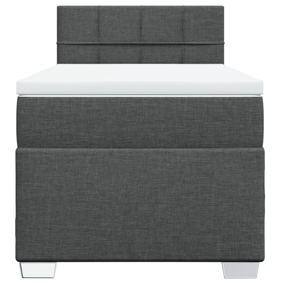 Cama box spring con colchón tela gris oscuro 90x200