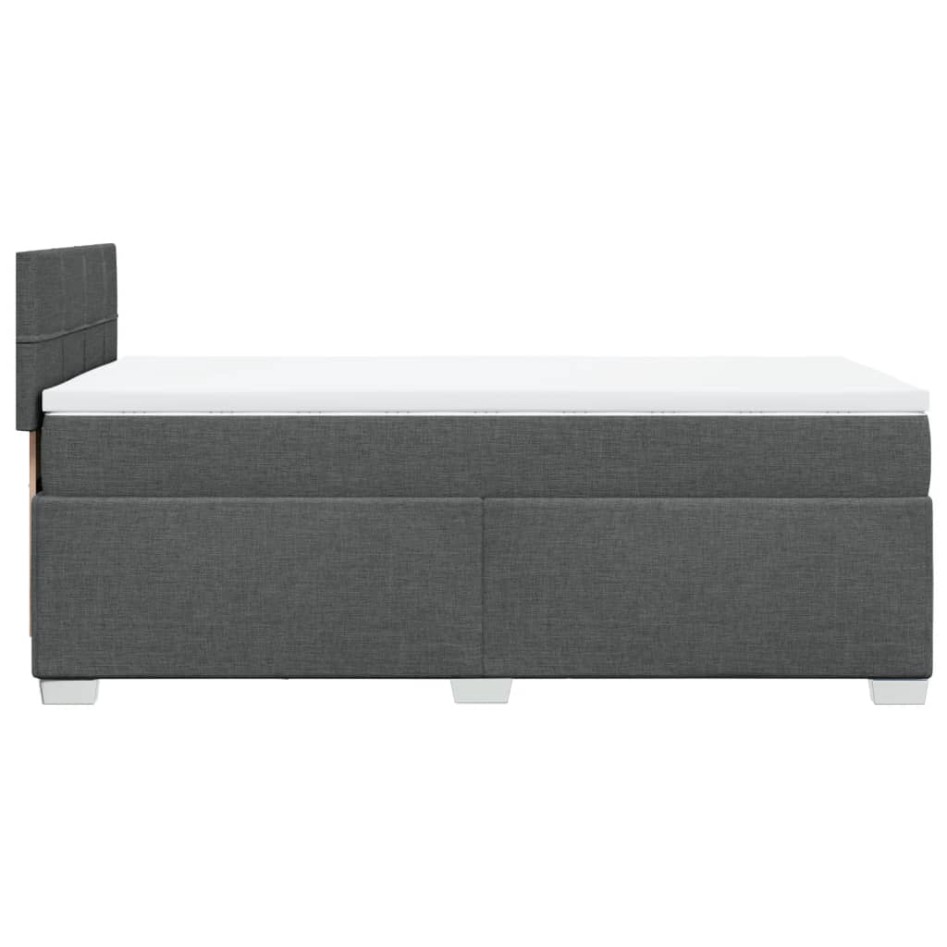 Cama box spring con colchón tela gris oscuro 90x200