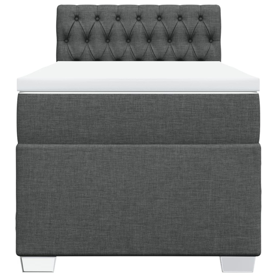 Cama box spring con colchón tela gris oscuro 90x200