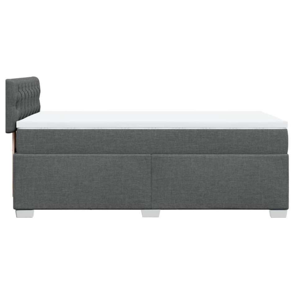 Cama box spring con colchón tela gris oscuro 90x200