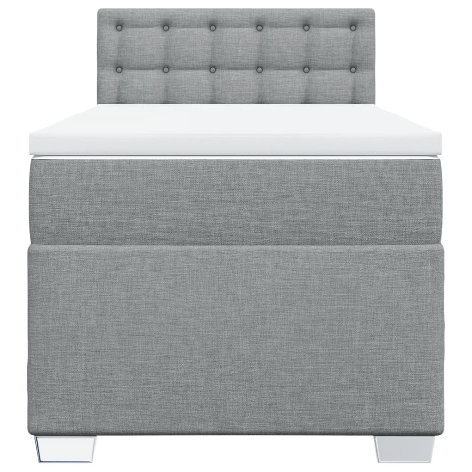 Cama box spring con colchón tela gris claro 90x200
