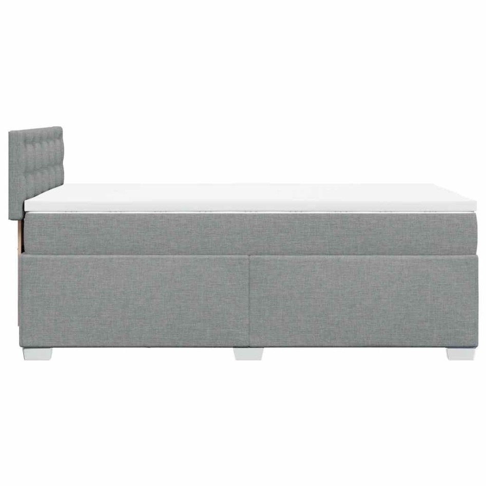 Cama box spring con colchón tela gris claro 90x200