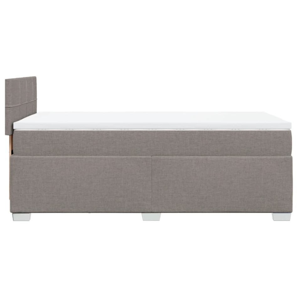 Cama box spring con colchón tela gris taupe 100x200