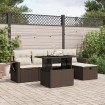 Set sofás de jardín 6 piezas y cojines ratán sintético marrón