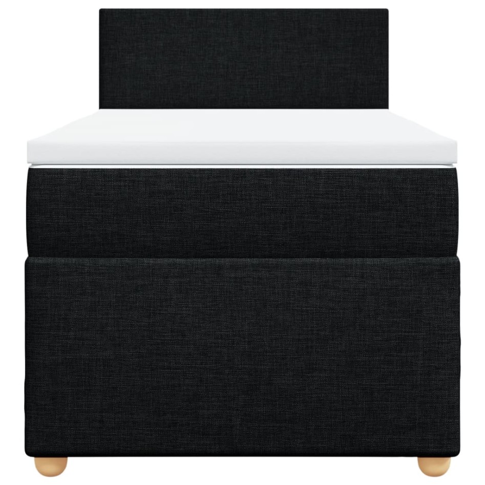 Cama box spring con colchón tela negro 90x190