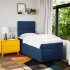 Cama box spring con colchón tela azul 90x200